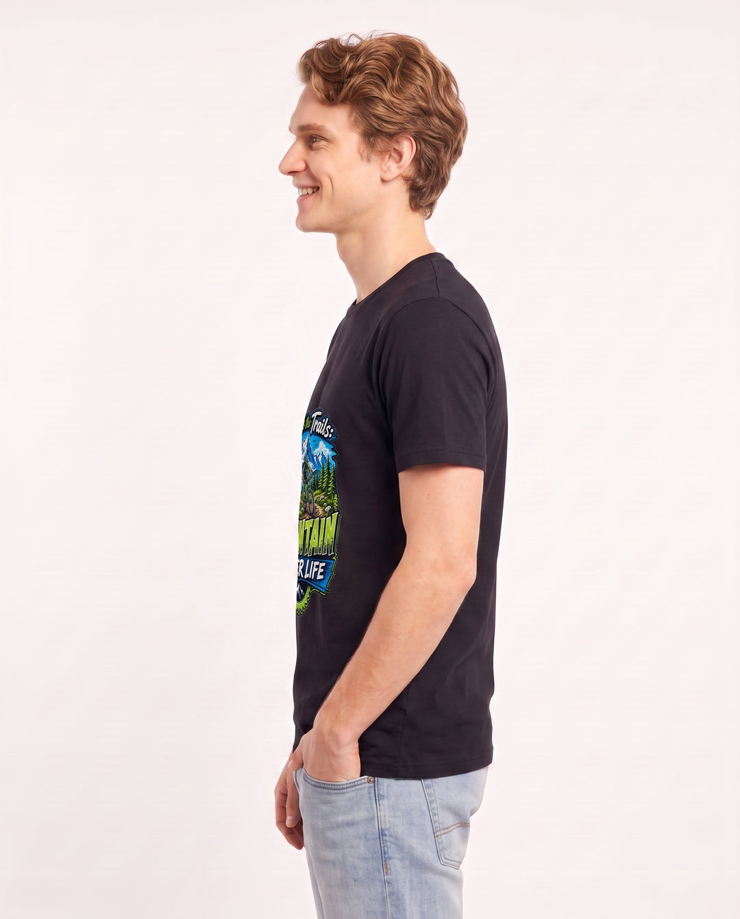 Ride the Trails: Mountain Biker Life Men's Black T-Shirt product image 3