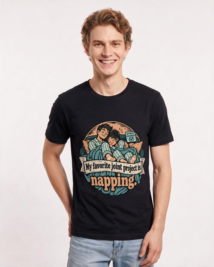 Couples Black T-Shirt for Men – Everyday Expression Graphic Tee product image 1