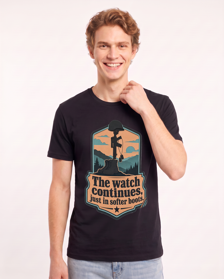 Graphic Men's Black T-Shirt - The watch continues, just in softer product image 3