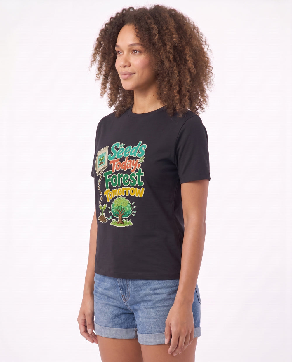 Seeds Today, Forest Tomorrow Black T-Shirt mockup 2