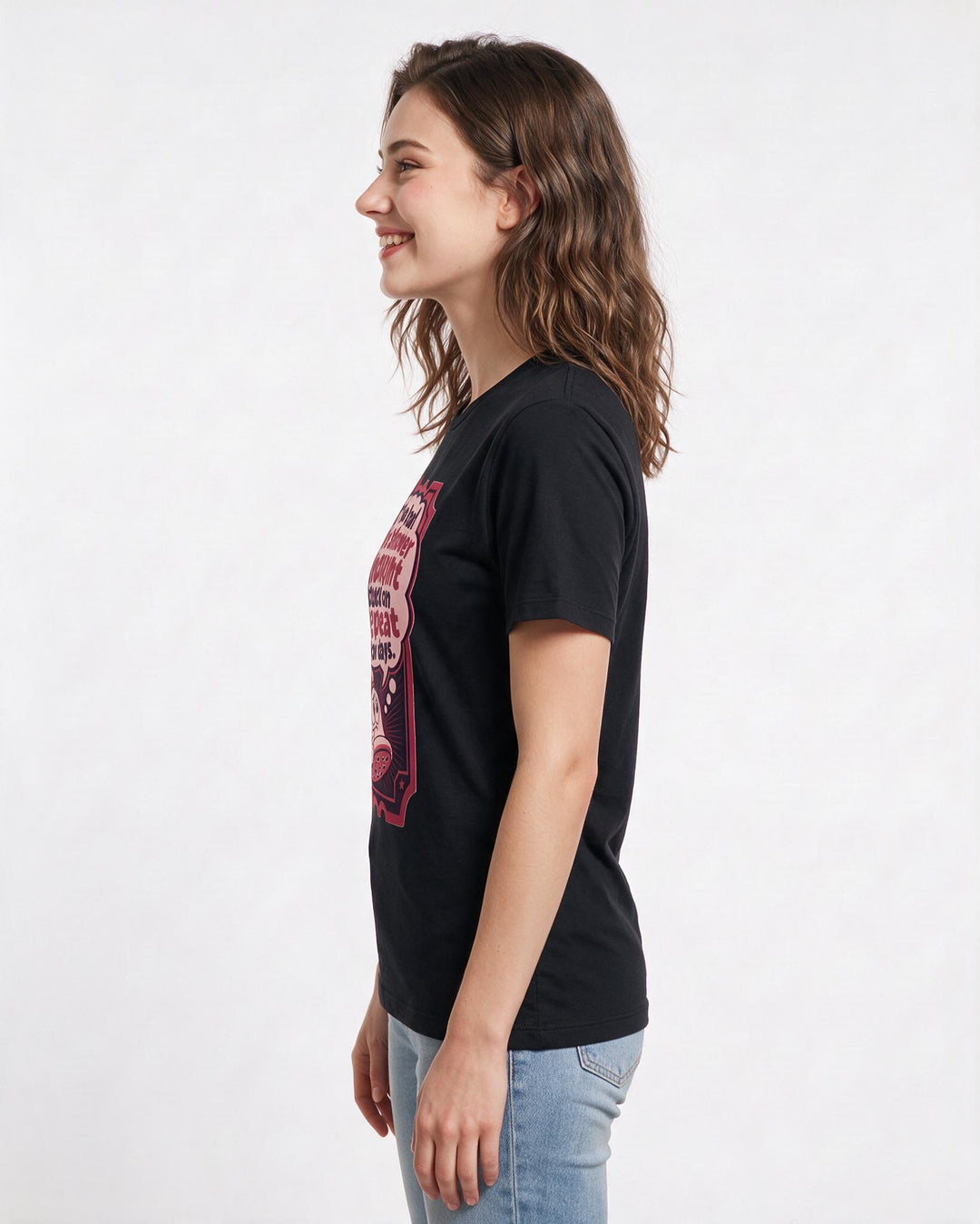 Graphic Women's Black T-Shirt - I've had this shower thought stuck on product image 2