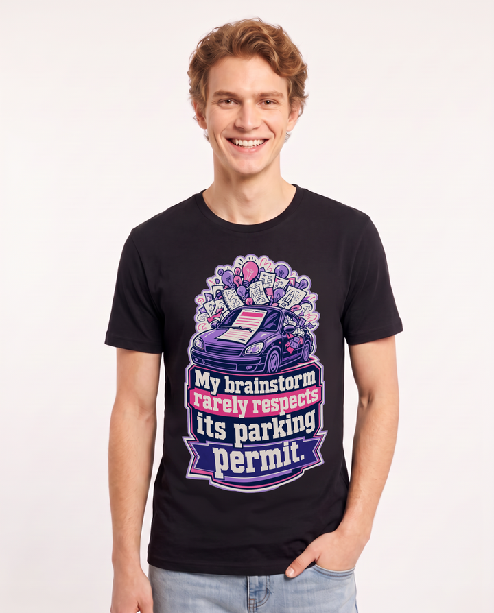 Neurodiversity Men's Black T-Shirt – My brainstorm rarely respects its parking permit. product image 1