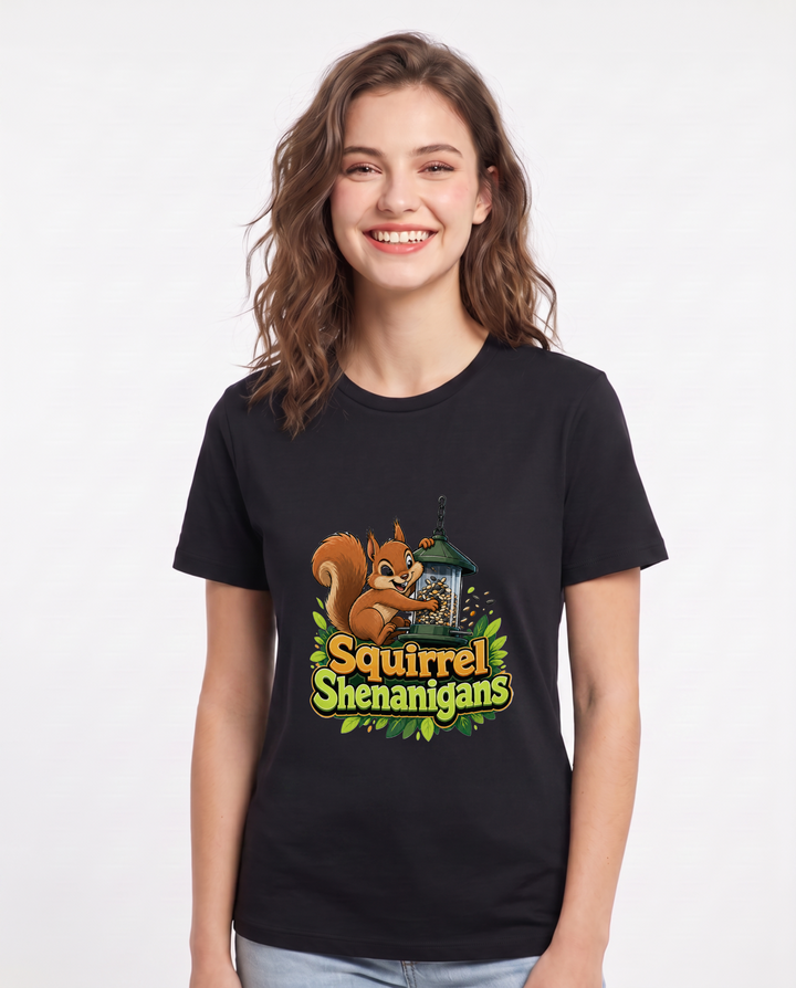 Squirrel Shenanigans Women's Black T-Shirt product image 2