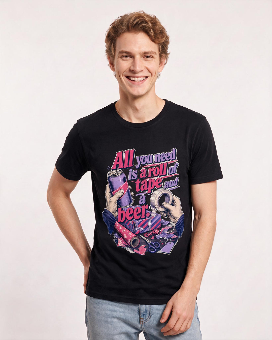 Christmas Black T-Shirt for Men – Holiday Theme Graphic Tee product image 3