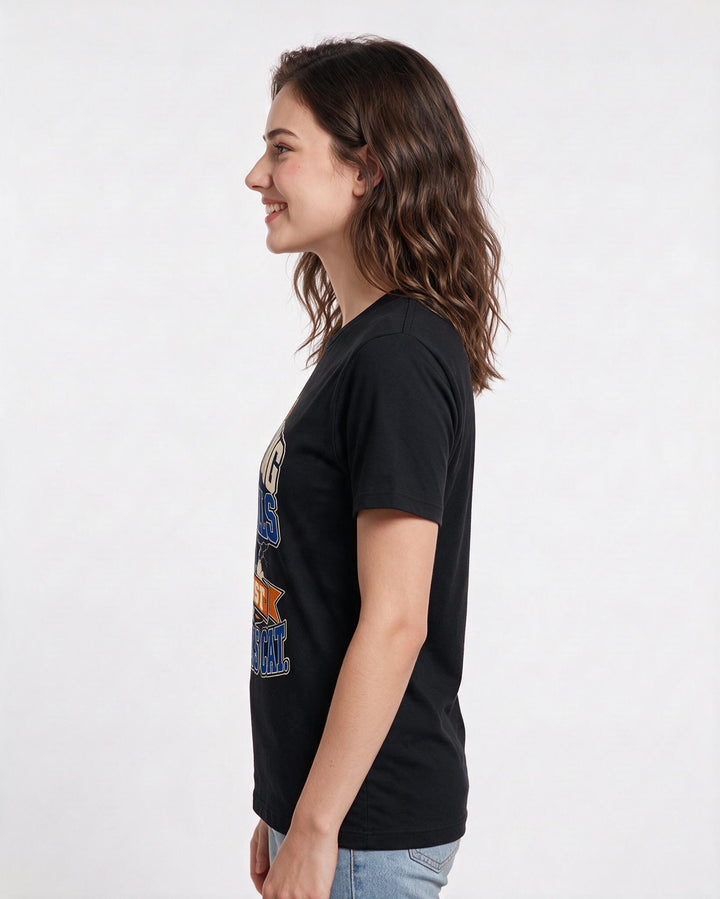 Funny Halloween Women's Black T-Shirt – The haunting in my walls is just my neighbor's cat. product image 2