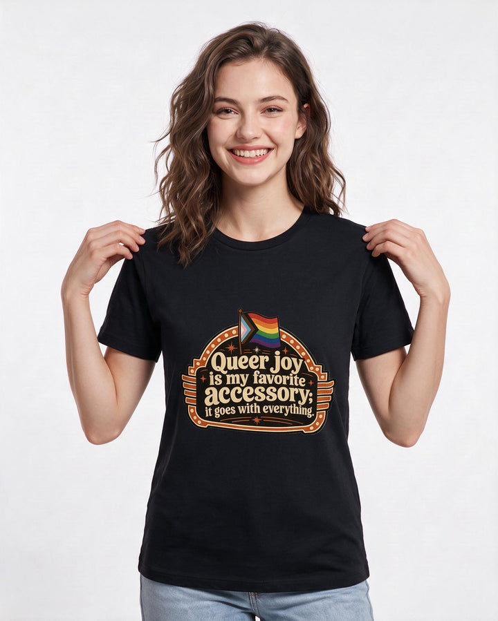Graphic Women's Black T-Shirt - Queer joy is my favorite accessory; it product image 3