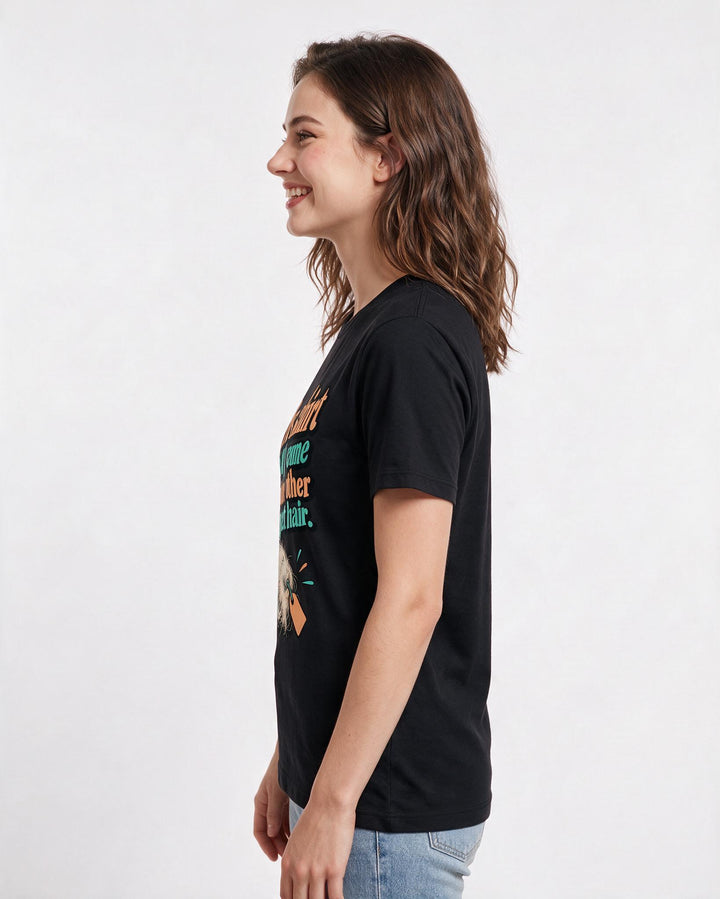 Cat Lover Black T-Shirt for Women – Everyday Expression Graphic Tee product image 2