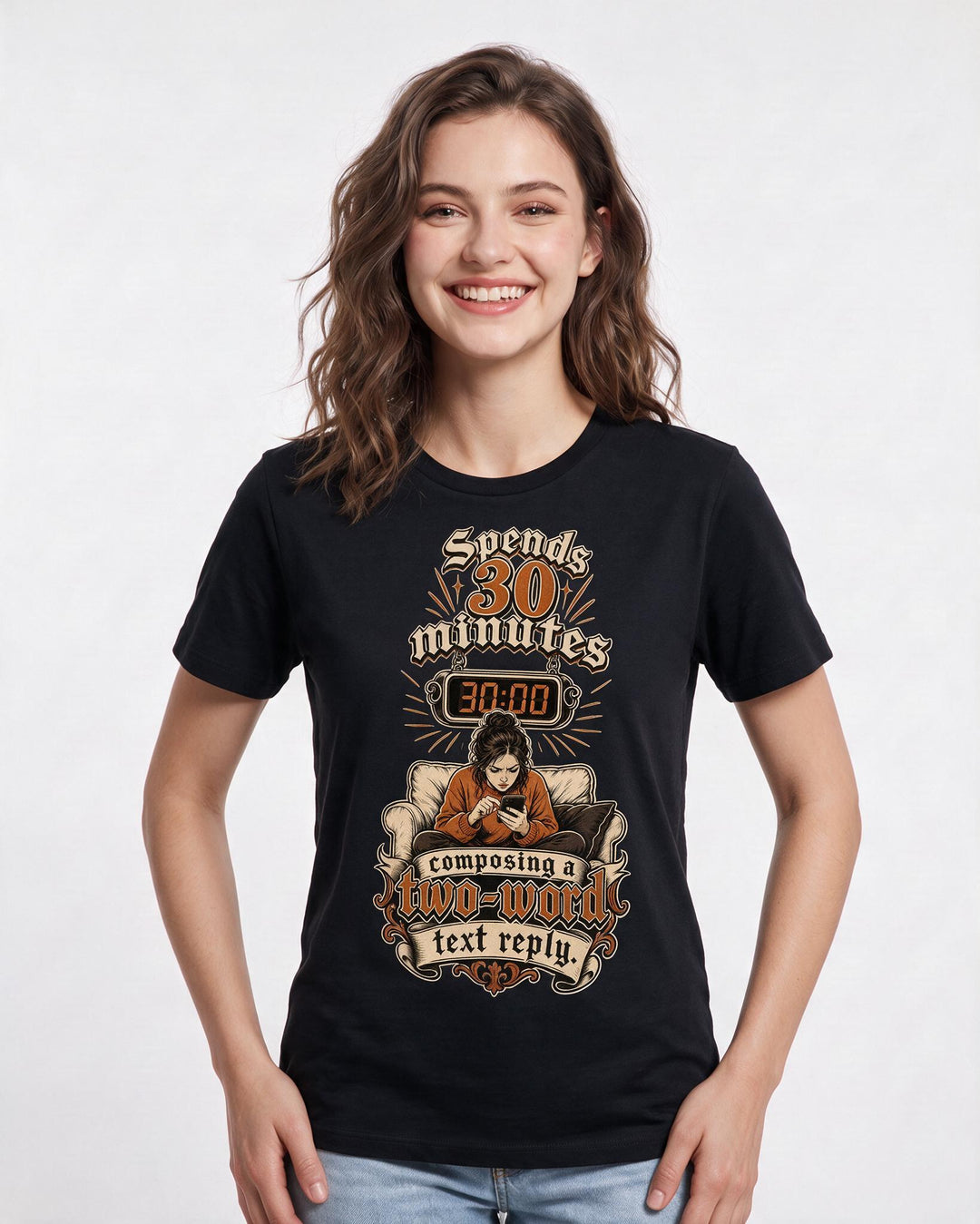 Meme Black T-Shirt for Women – Everyday Expression Graphic Tee product image 1