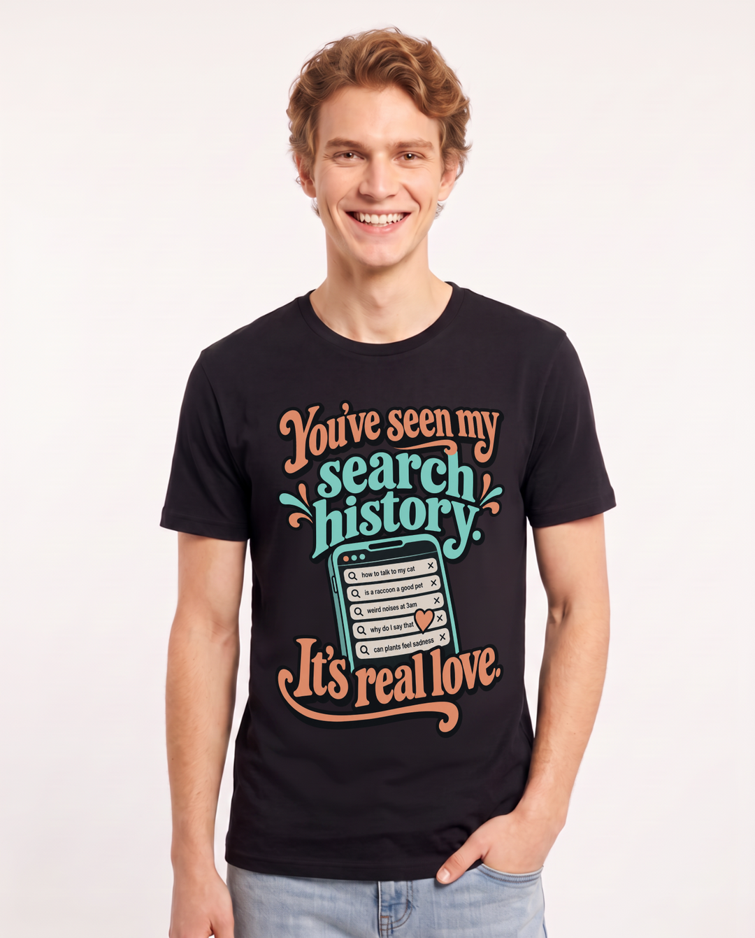 Couples Black T-Shirt for Men – Everyday Expression Graphic Tee product image 3