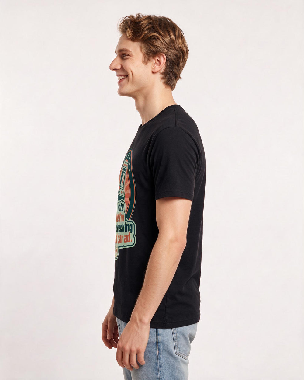 Graphic Men's Black T-Shirt - I vote like I'm fact-checking a used car product image 2