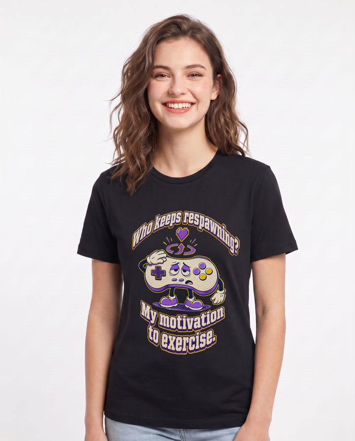 Who keeps respawning? My motivation to exercise. Women's Black T-Shirt product image 2