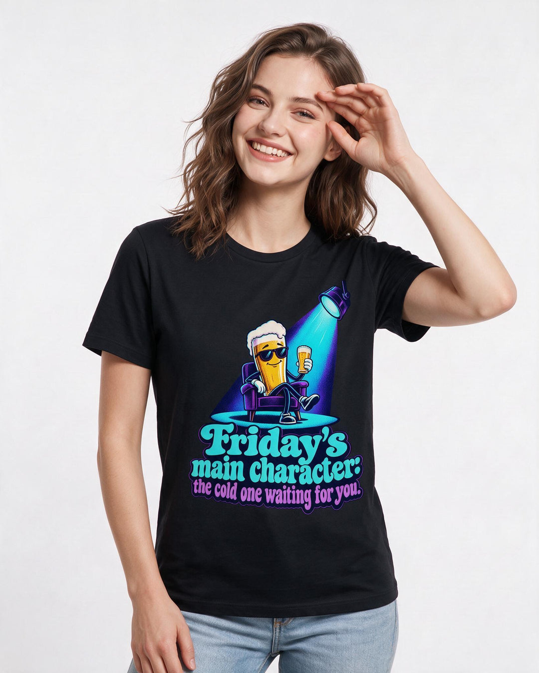 Beer Black T-Shirt for Women – Everyday Expression Graphic Tee product image 1