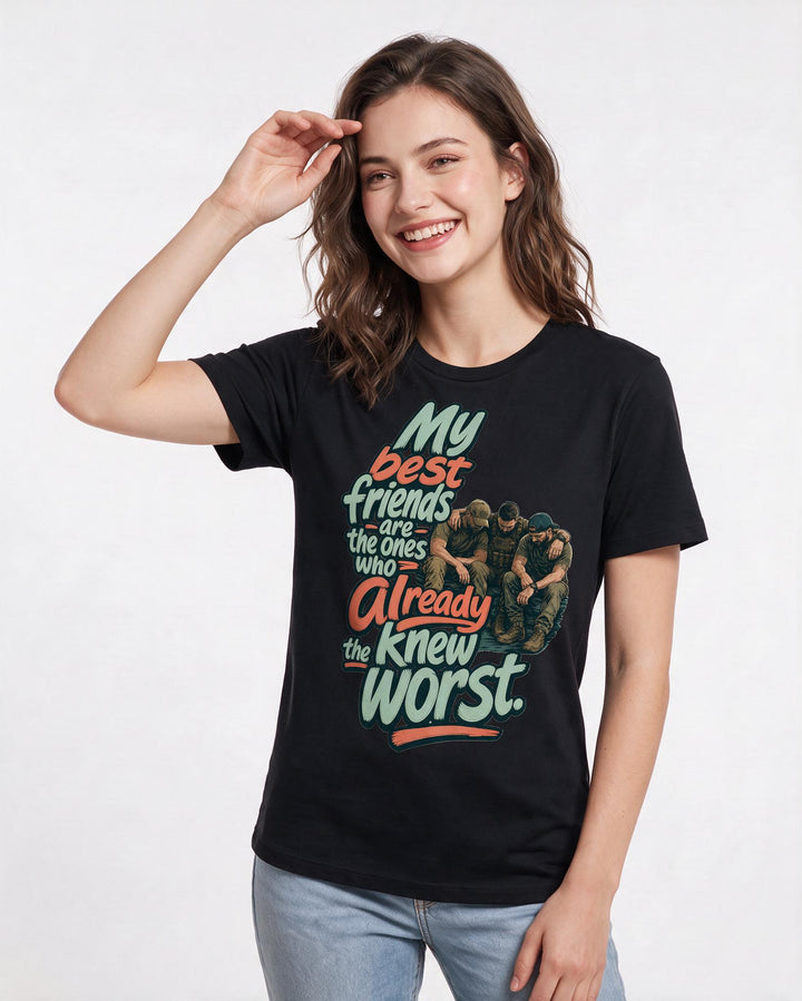 Veteran Women's Black T-Shirt – My best friends are the ones who already knew the worst. product image 3