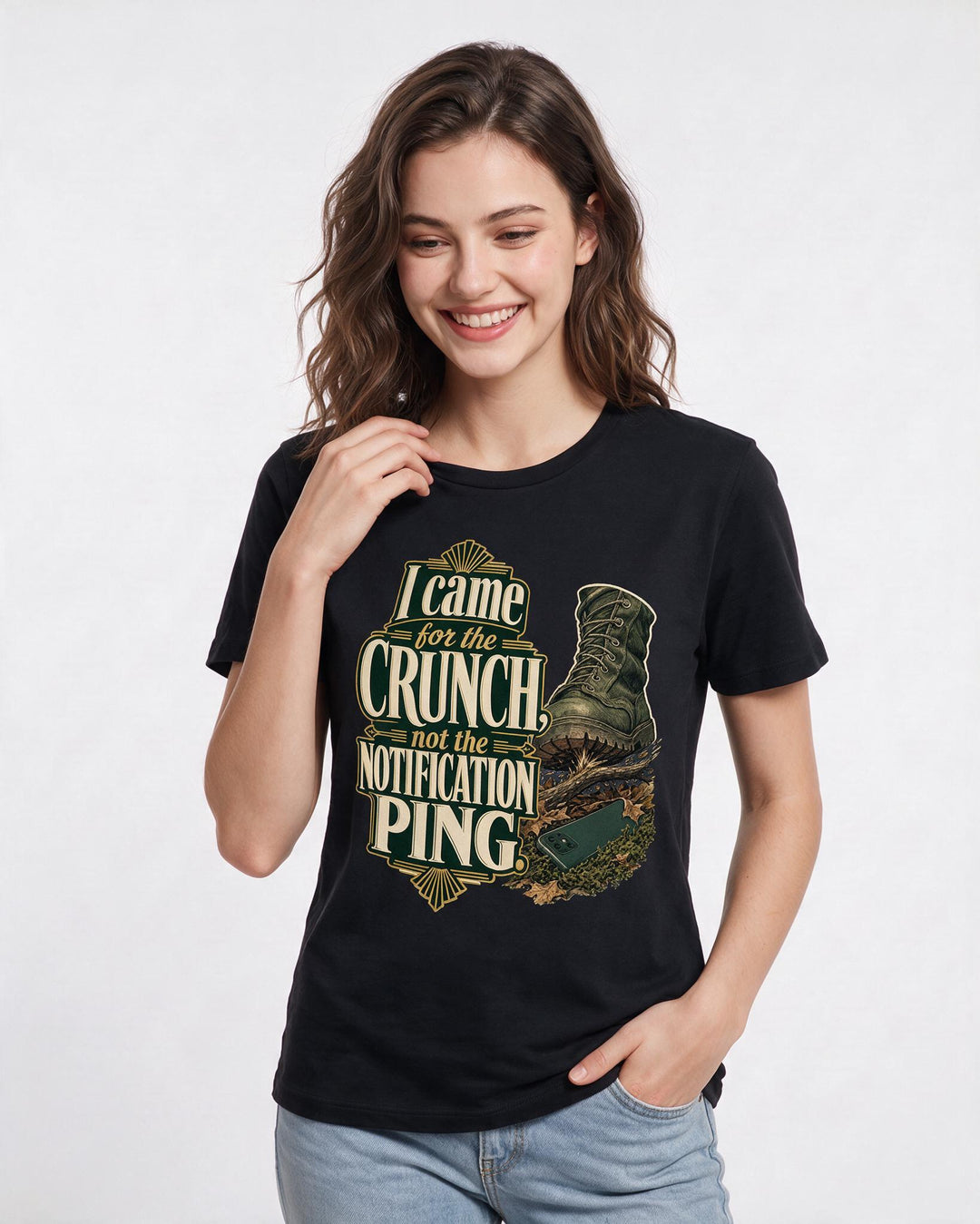 Hunting Women's Black T-Shirt – I came for the crunch, not the product image 3
