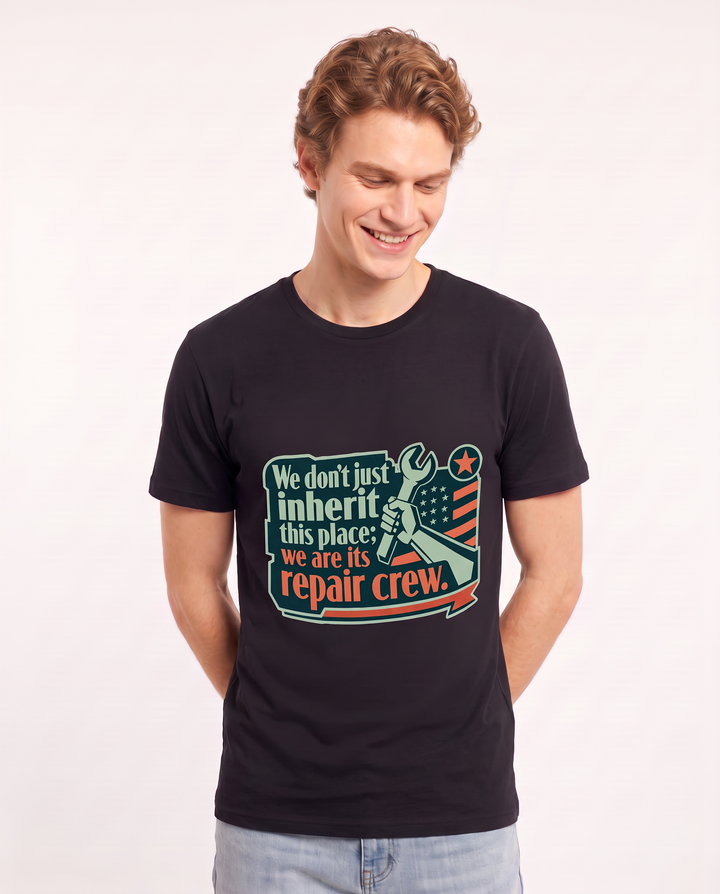 Graphic Men's Black T-Shirt - We don't just inherit this place; we are product image 3