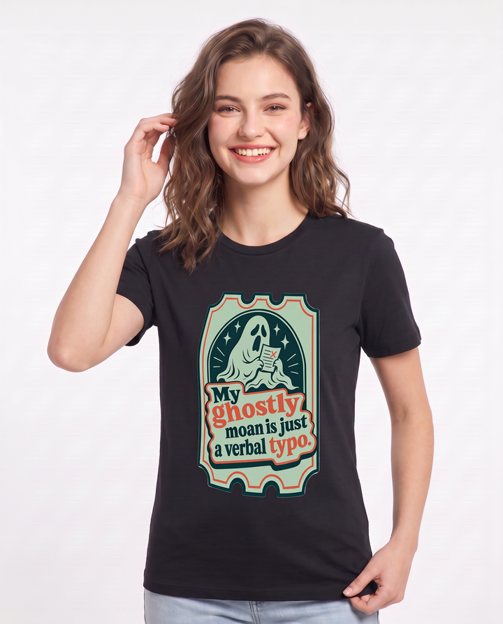 Halloween Women's Black T-Shirt - My ghostly moan is just a verbal product image 3