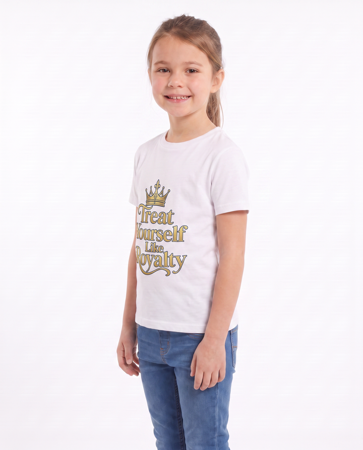 Treat Yourself Like Royalty White T-Shirt mockup 2