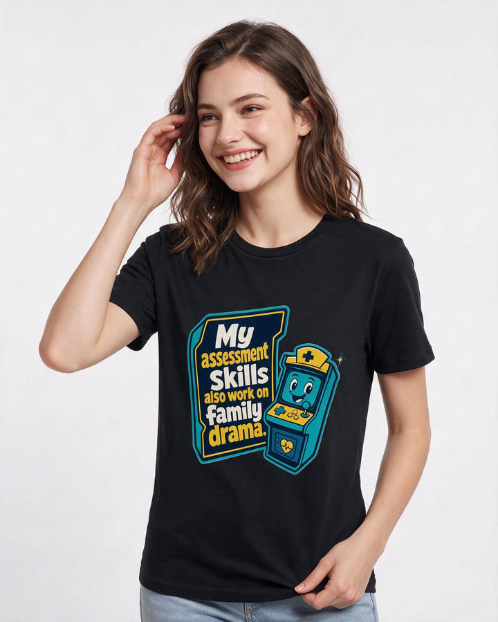 Nurse Gift Women's Black T-Shirt - My assessment skills also work on product image 3
