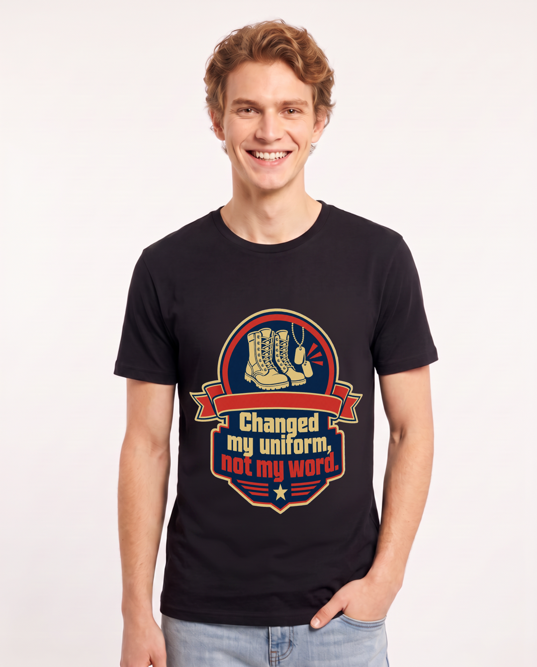 Graphic Men's Black T-Shirt - Changed my uniform, not my word. product image 1
