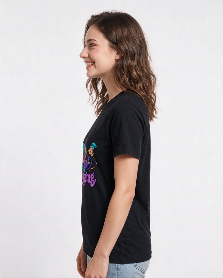 Couples Black T-Shirt for Women – Everyday Expression Graphic Tee product image 2