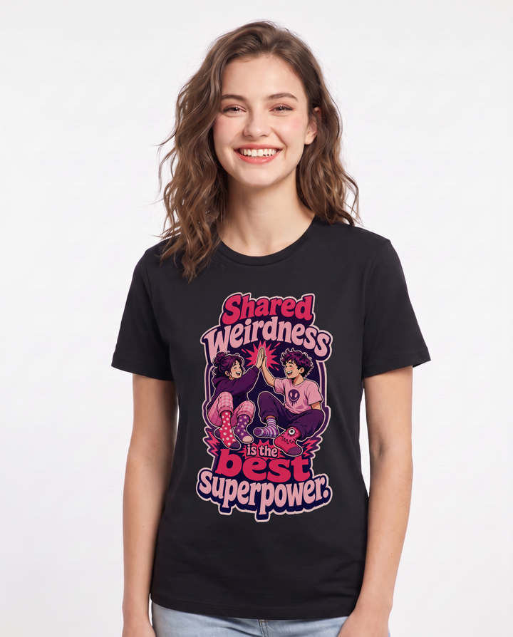 Couples Black T-Shirt for Women – Everyday Expression Graphic Tee product image 3