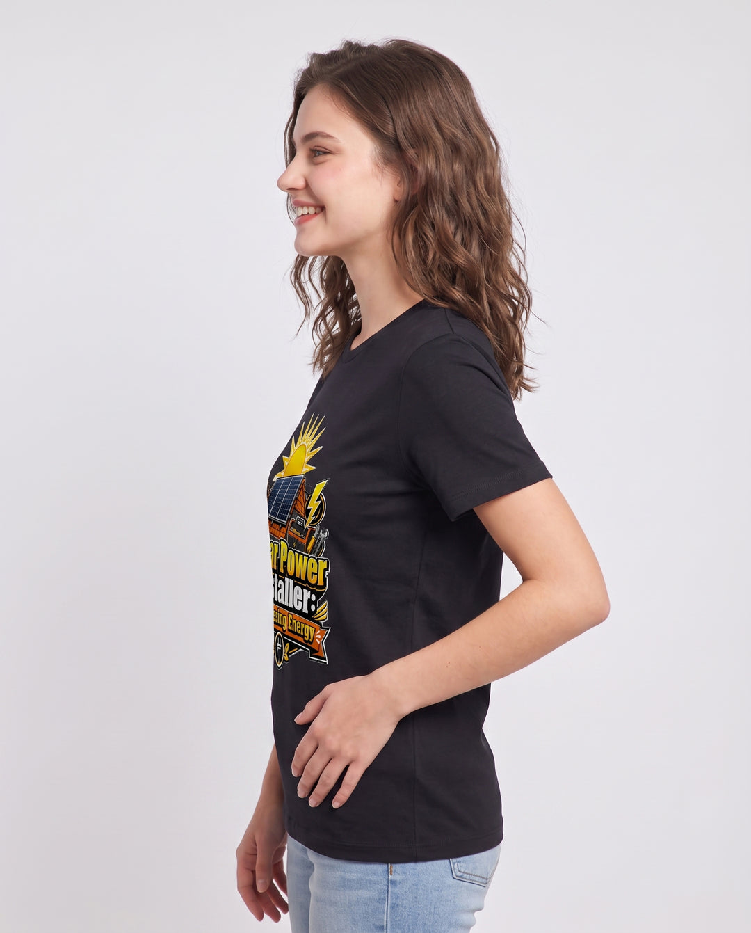 Solar Power Installer: Harnessing Energy Women's Black T-Shirt product image 3
