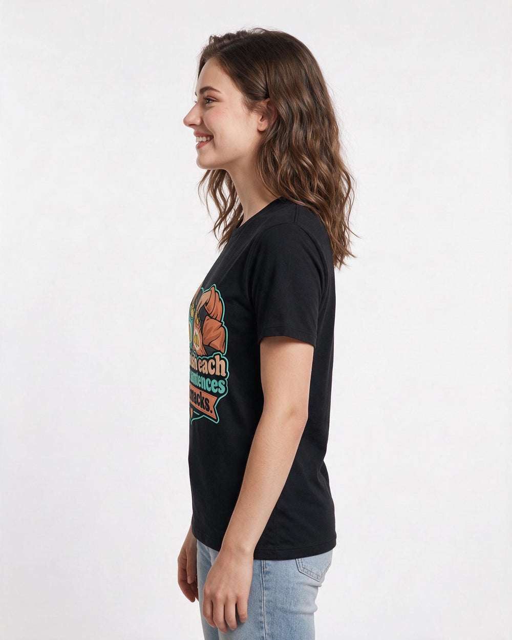 Couples Black T-Shirt for Women – Everyday Expression Graphic Tee product image 2