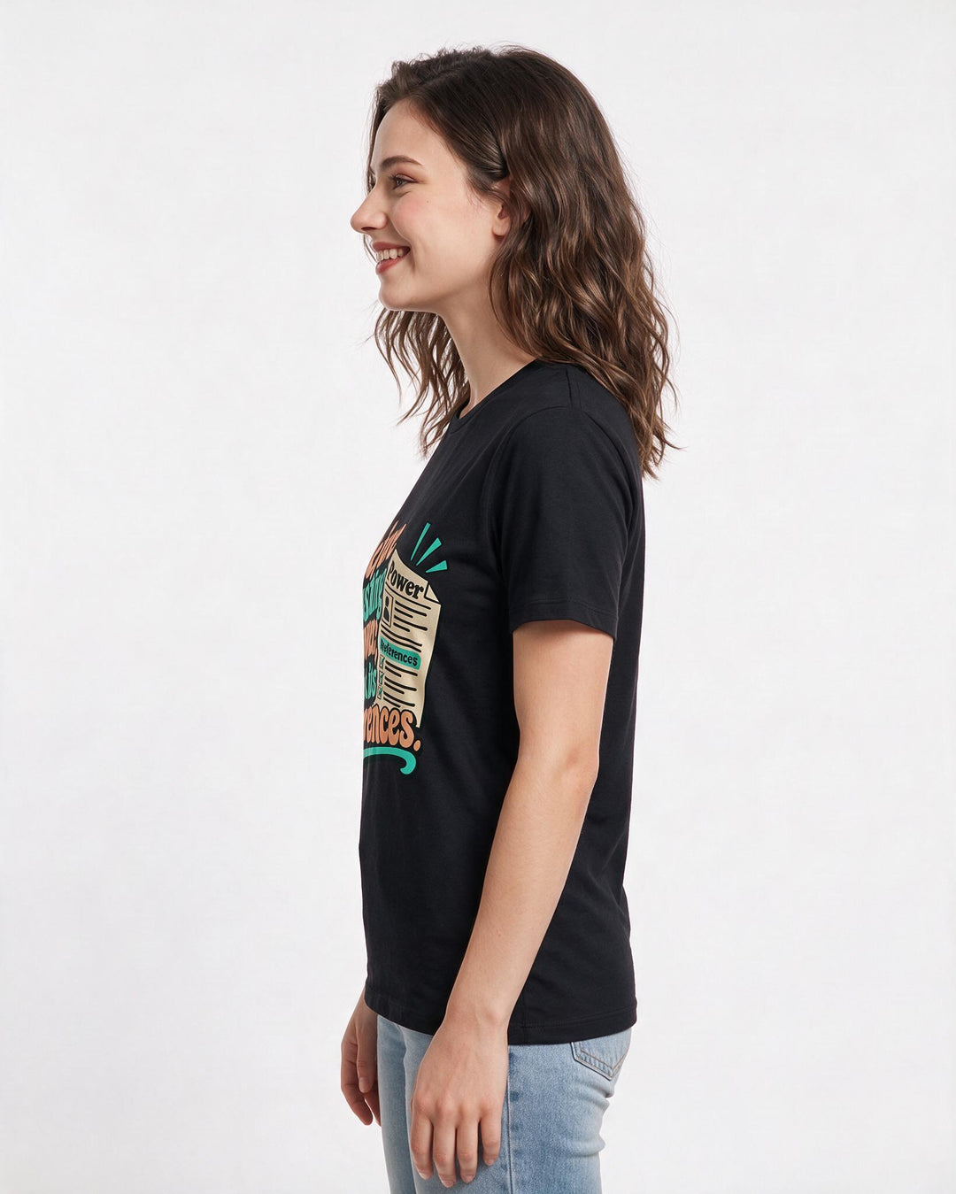 Political Statement Black T-Shirt for Women – Everyday Expression Graphic Tee product image 2