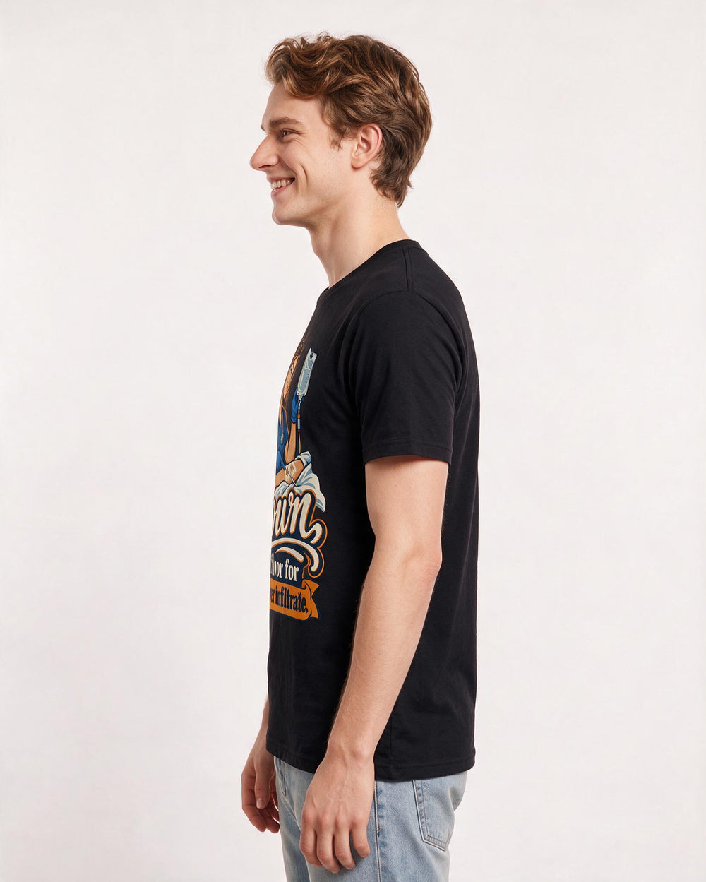 Nurse Black T-Shirt for Men – Nursing Life Graphic Tee product image 2