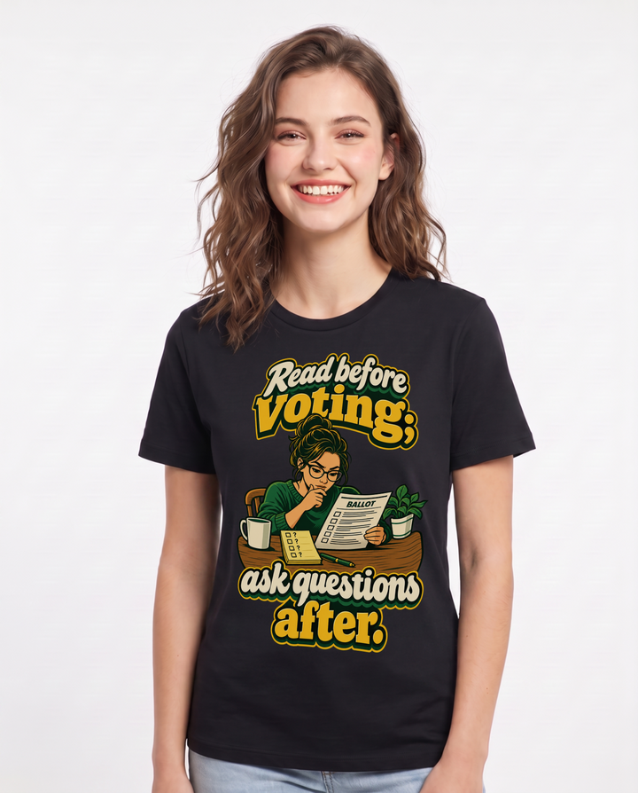 Political Statement Black T-Shirt for Women – Everyday Expression Graphic Tee product image 3