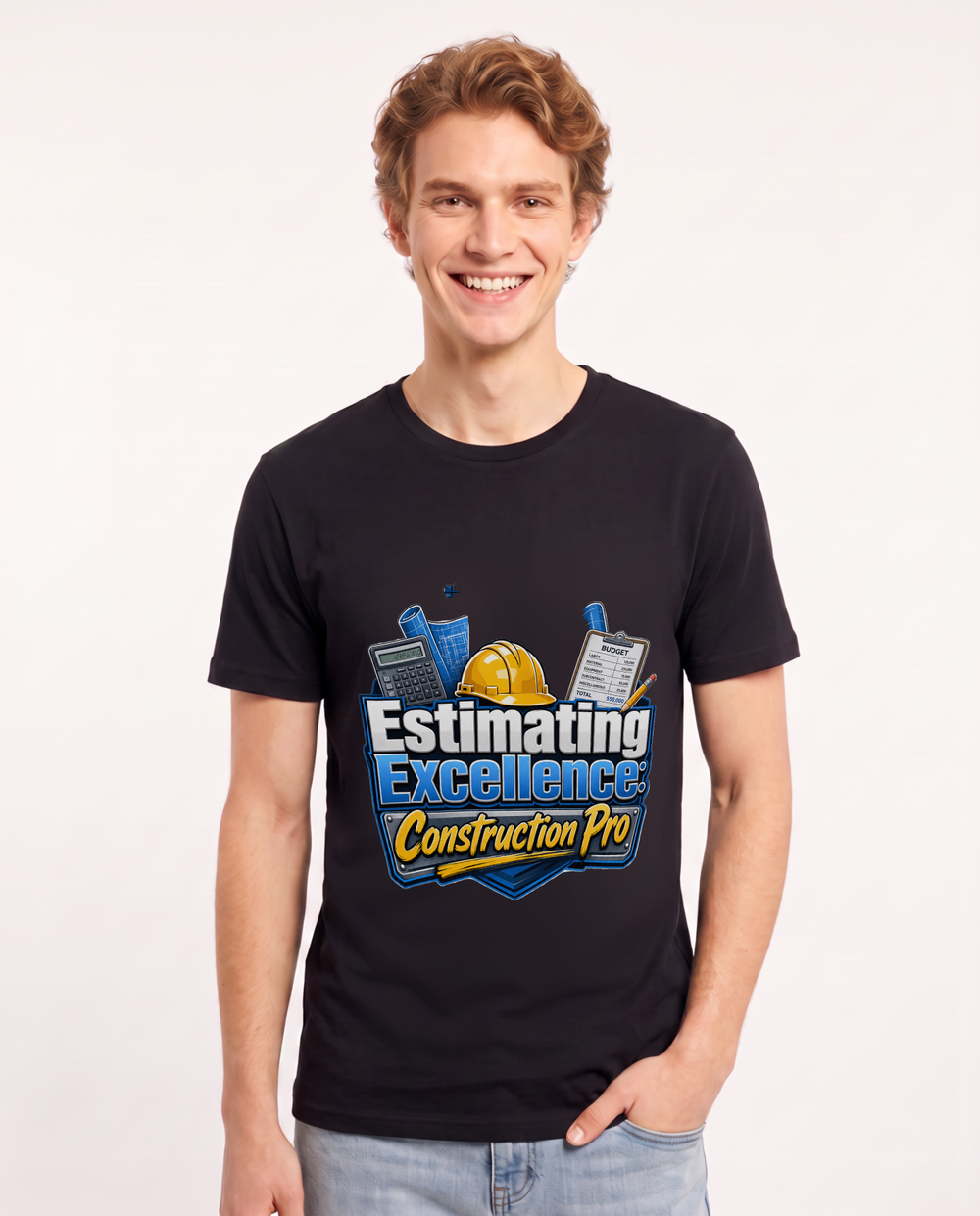 Estimating Excellence: Construction Pro Men's Black T-Shirt product image 2