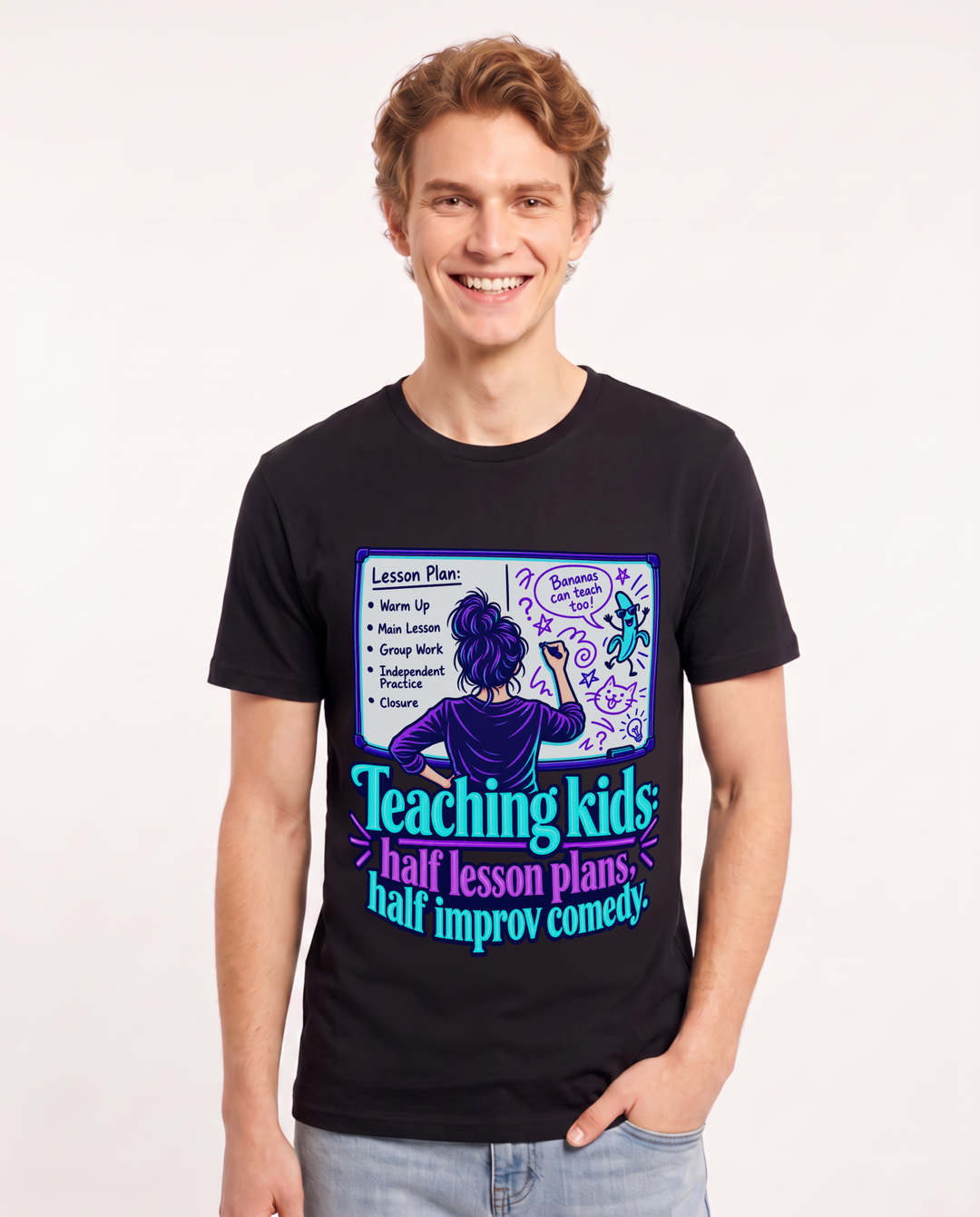 Teacher Black T-Shirt for Men – Everyday Expression Graphic Tee product image 3