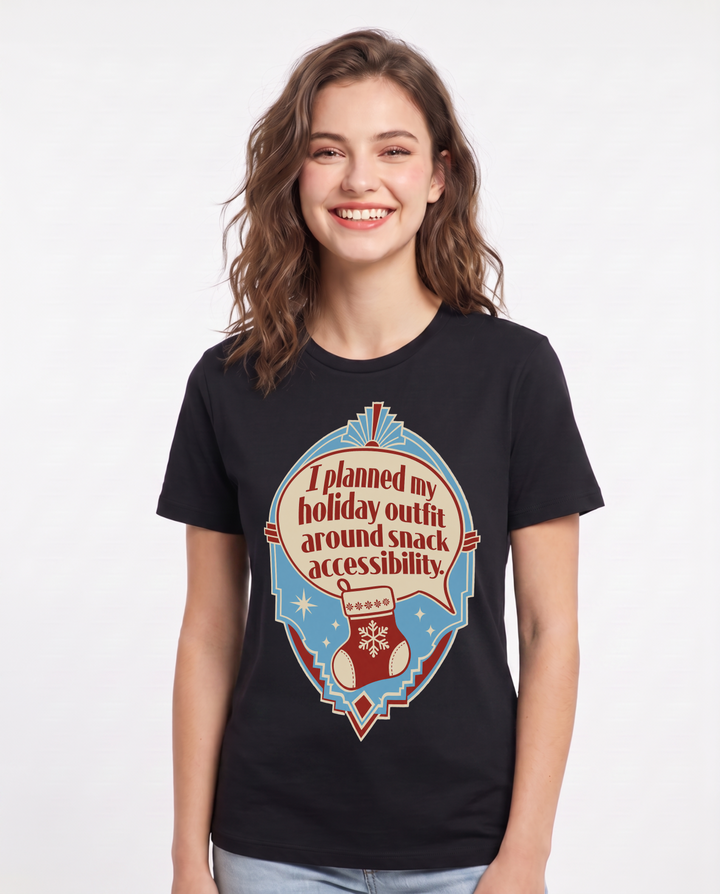 Christmas Women's Black T-Shirt - I planned my holiday outfit around product image 1