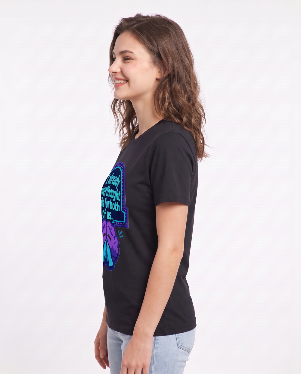 Graphic Women's Black T-Shirt - I already overthought this for both of product image 2