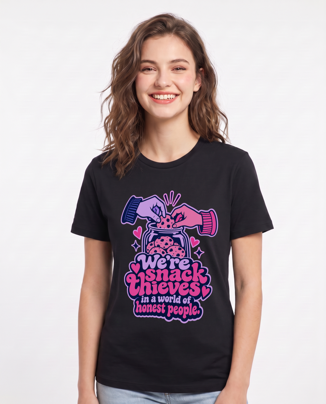 Couples Black T-Shirt for Women – Everyday Expression Graphic Tee product image 3