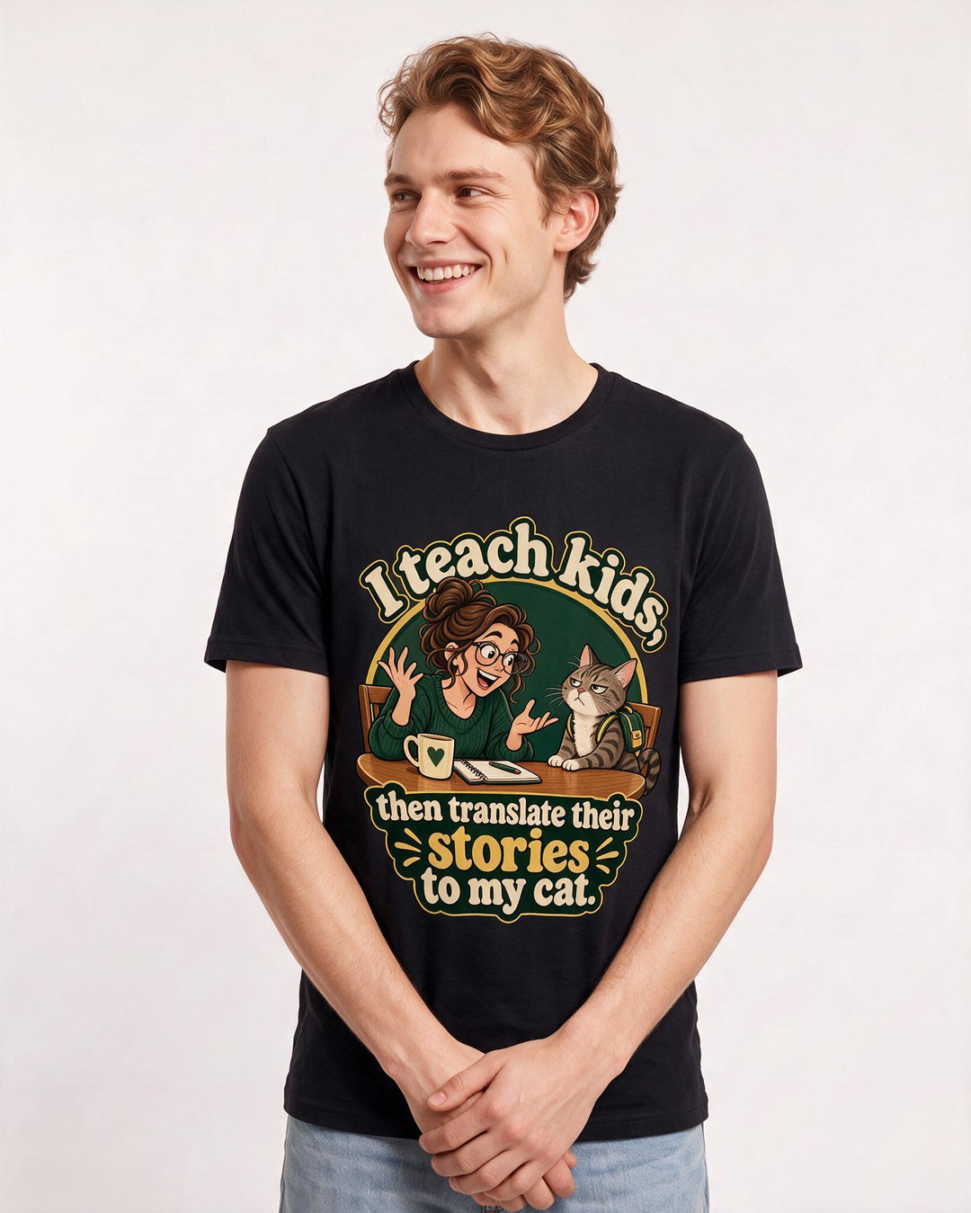 Teacher Black T-Shirt for Men – Everyday Expression Graphic Tee product image 1