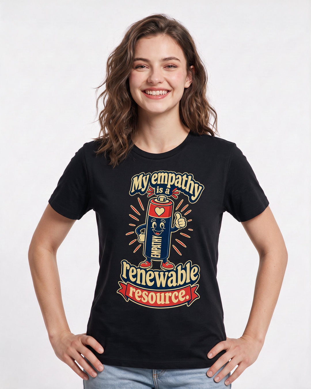 Nurse Women's Black T-Shirt – My empathy is a renewable resource. product image 3