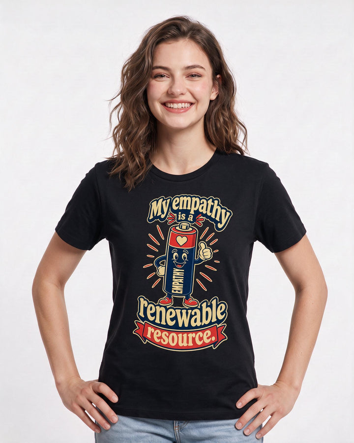 Nurse Women's Black T-Shirt – My empathy is a renewable resource. product image 3