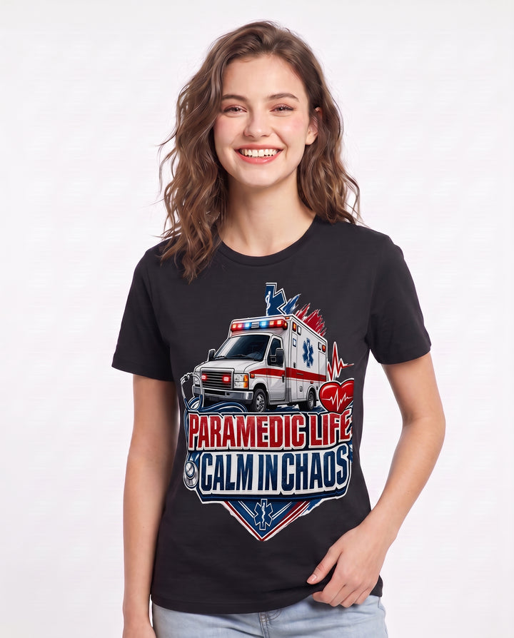 Paramedic Life: Calm in Chaos Women's Black T-Shirt product image 1
