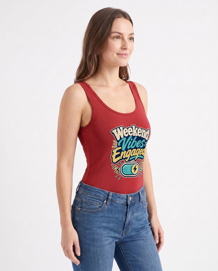 Weekend Vibes: Engaged Sleeveless Tank Bodysuit mockup 2