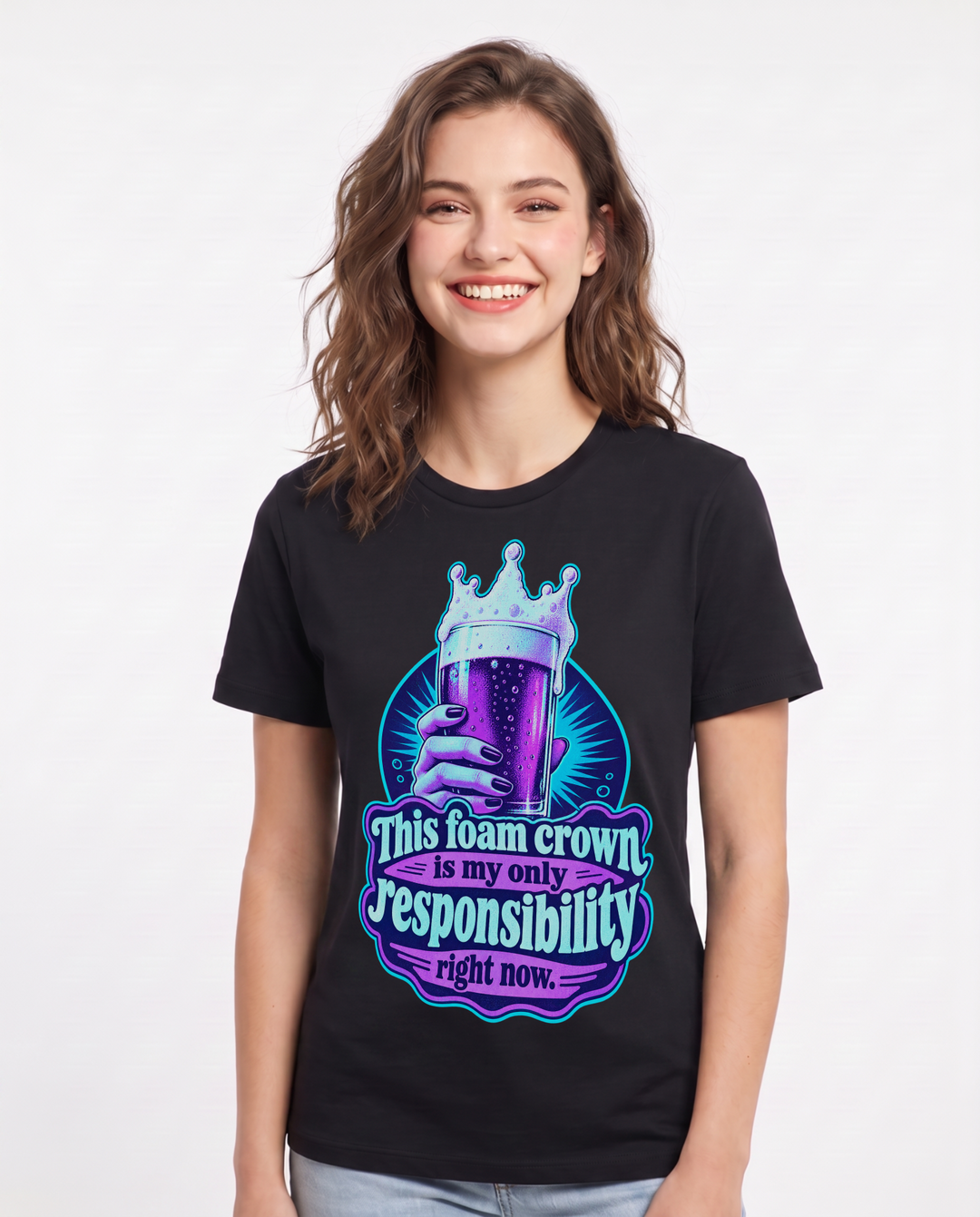 Beer Black T-Shirt for Women – Everyday Expression Graphic Tee product image 3