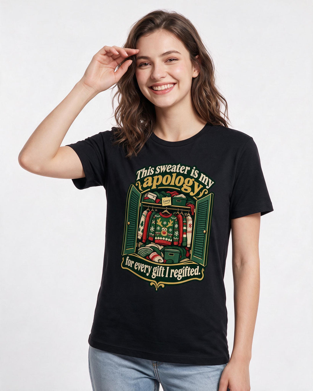 Christmas Black T-Shirt for Women – Holiday Theme Graphic Tee product image 1