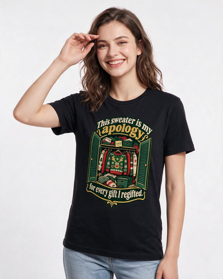 Christmas Black T-Shirt for Women – Holiday Theme Graphic Tee product image 1