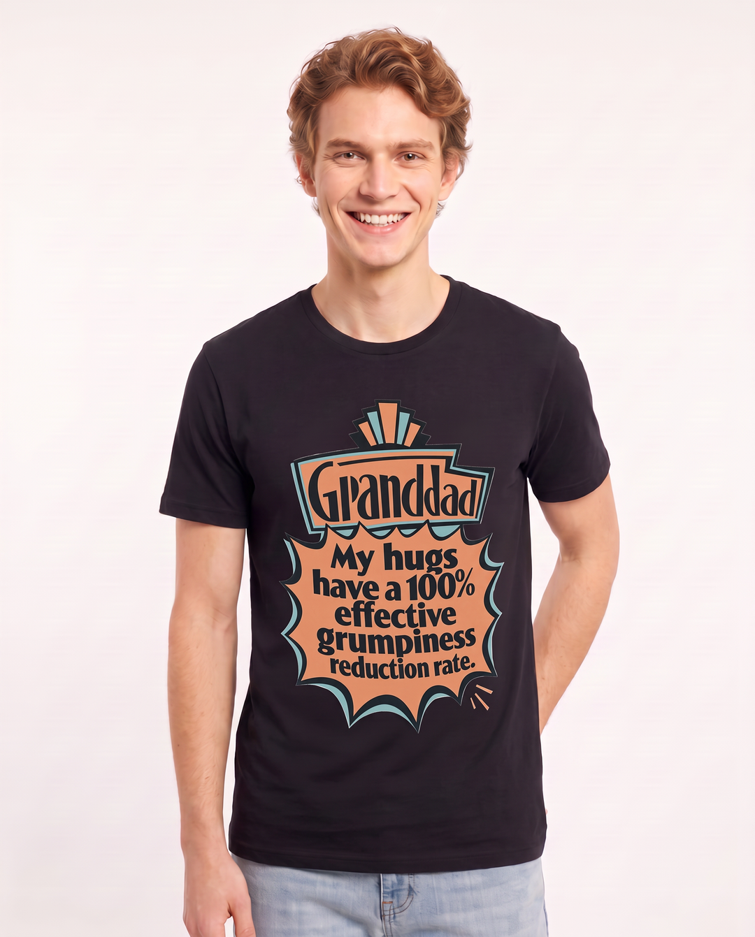 Graphic Men's Black T-Shirt - My hugs have a 100% effective grumpiness product image 3