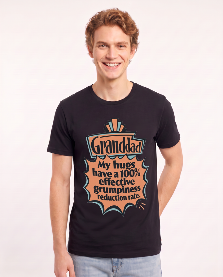 Graphic Men's Black T-Shirt - My hugs have a 100% effective grumpiness product image 3