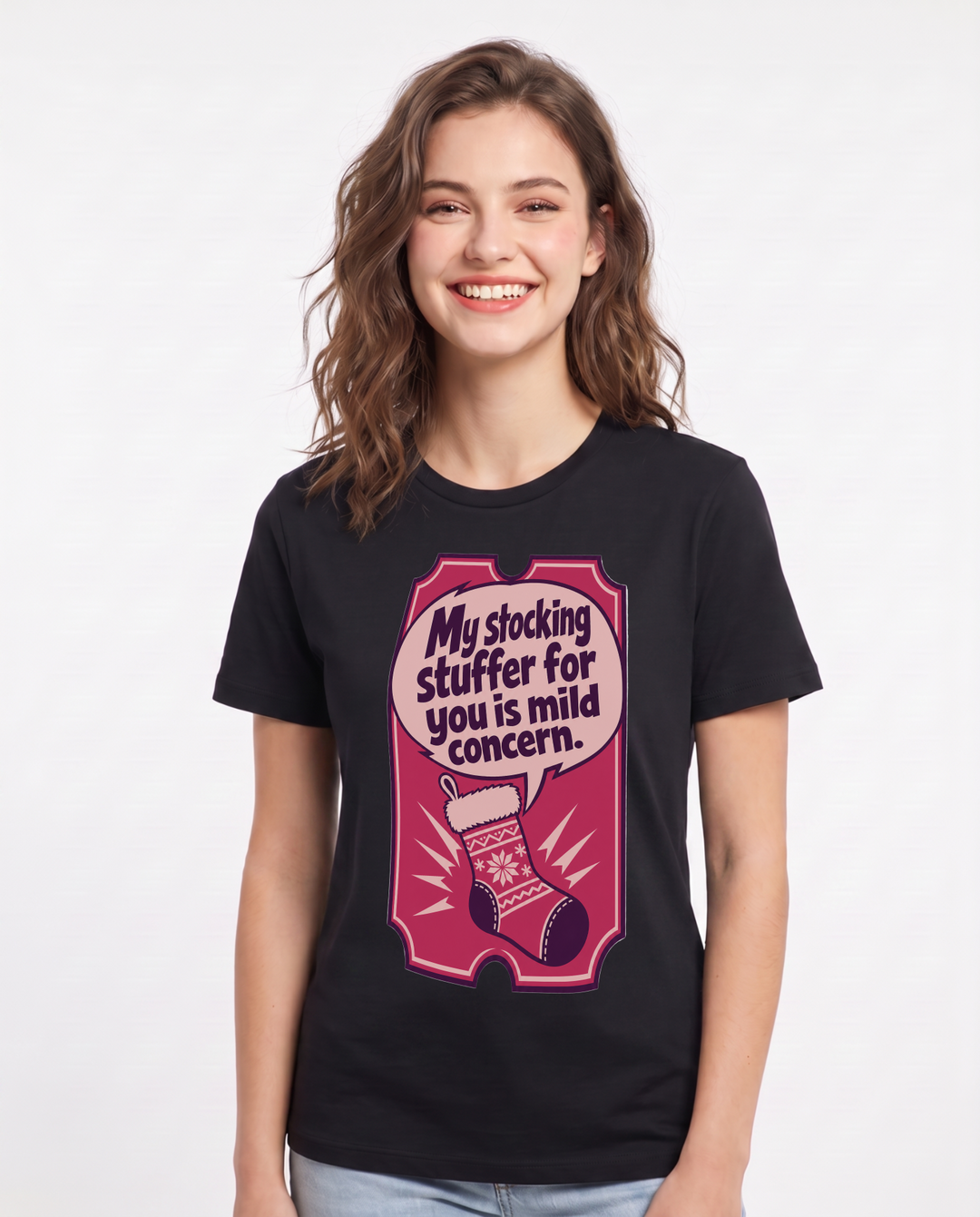 Christmas Women's Black T-Shirt - My stocking stuffer for you is mild product image 1