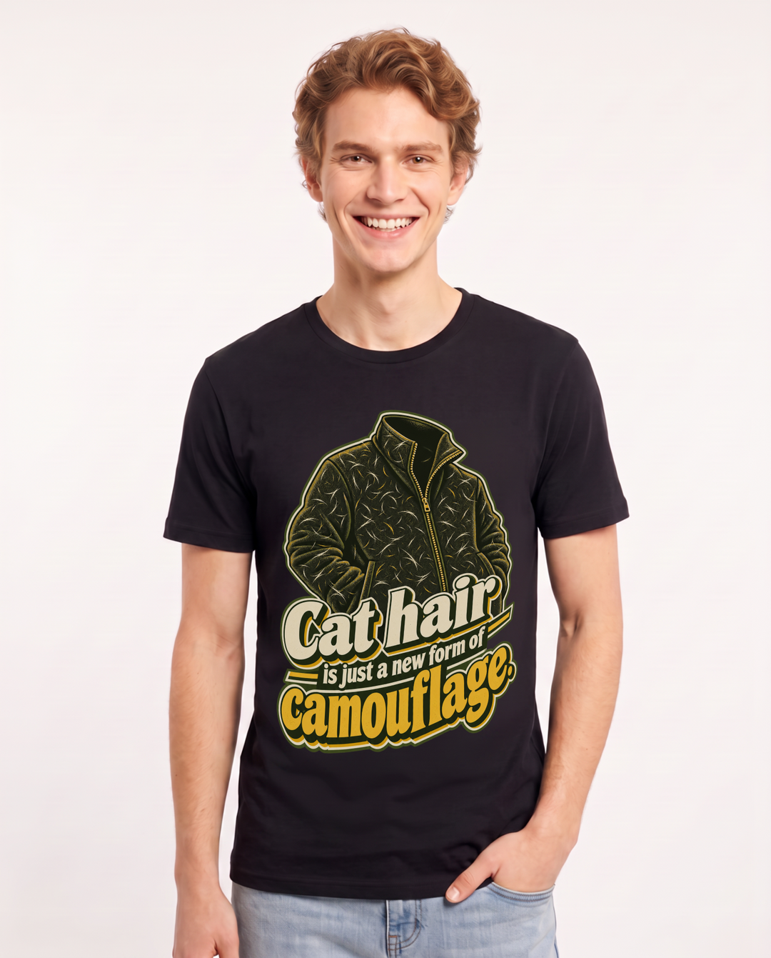 Cat Lover Black T-Shirt for Men – Everyday Expression Graphic Tee product image 3
