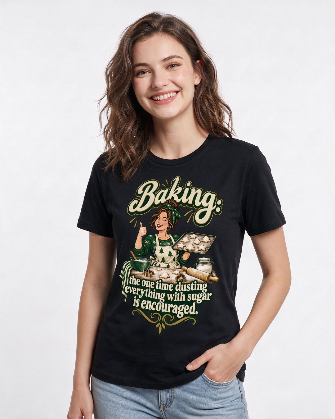 Christmas Black T-Shirt for Women – Holiday Theme Graphic Tee product image 1