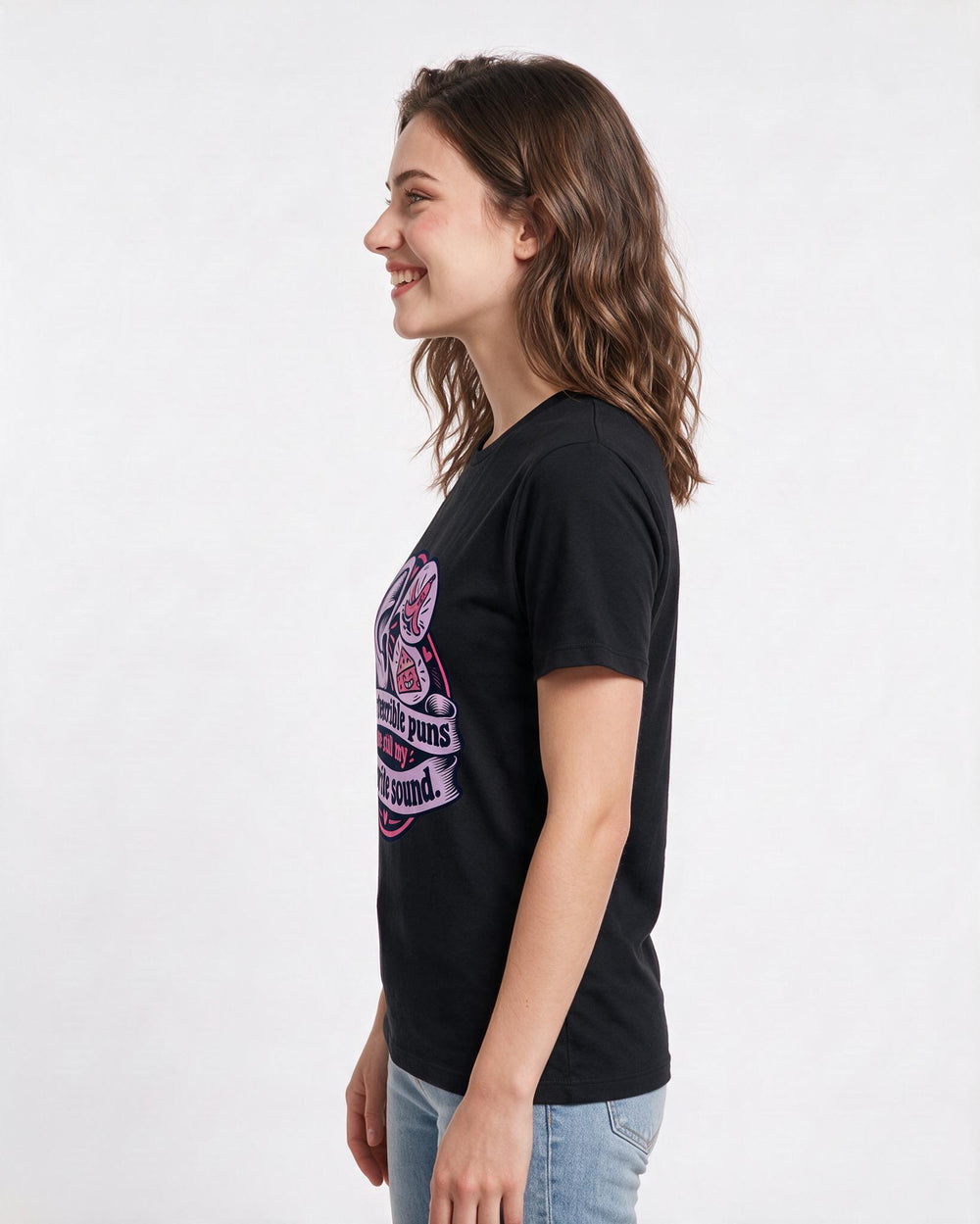 Couples Black T-Shirt for Women – Everyday Expression Graphic Tee product image 2