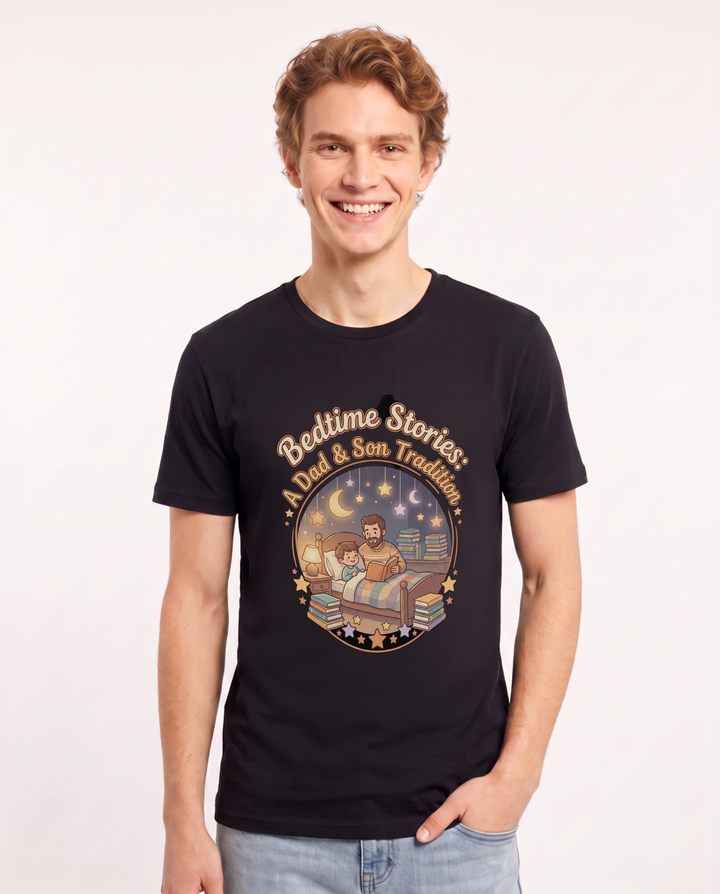 Bedtime Stories: A Dad & Son Tradition Men's Black T-Shirt product image 2